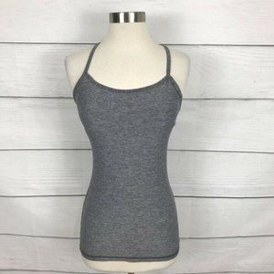 Lululemon Power Y Tank Gray Size 4 Top Yoga Built In Bra Workout Athletic Womens
